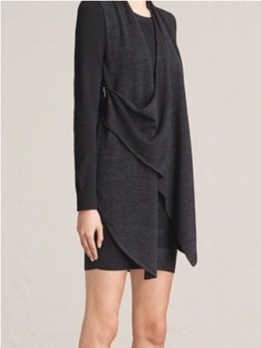 ALLSAINTS DRINA WOOL DRAPED DRESS